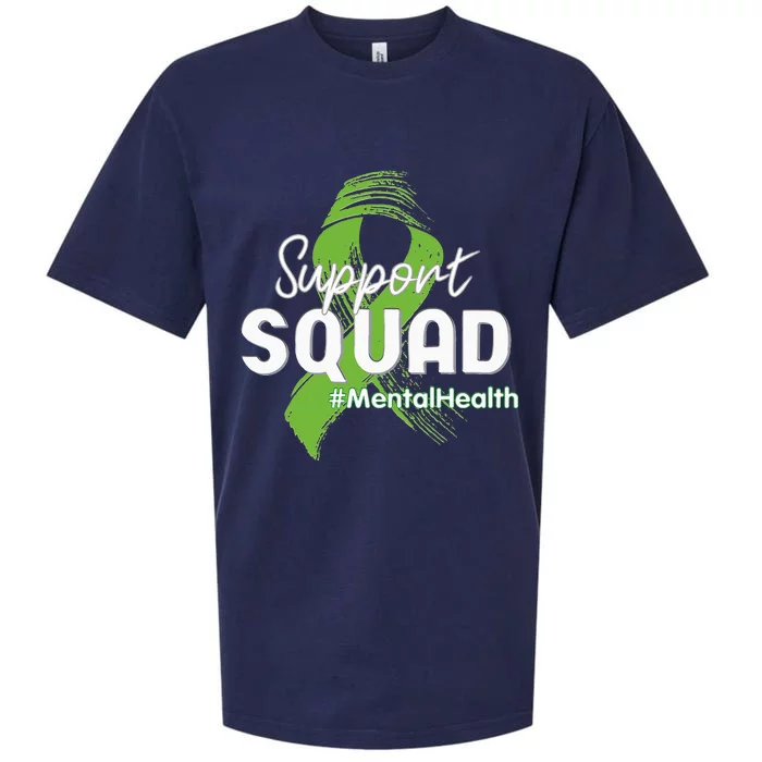 Support Squad Mental Health Awareness Lime Green Ribbon Sueded Cloud Jersey T-Shirt