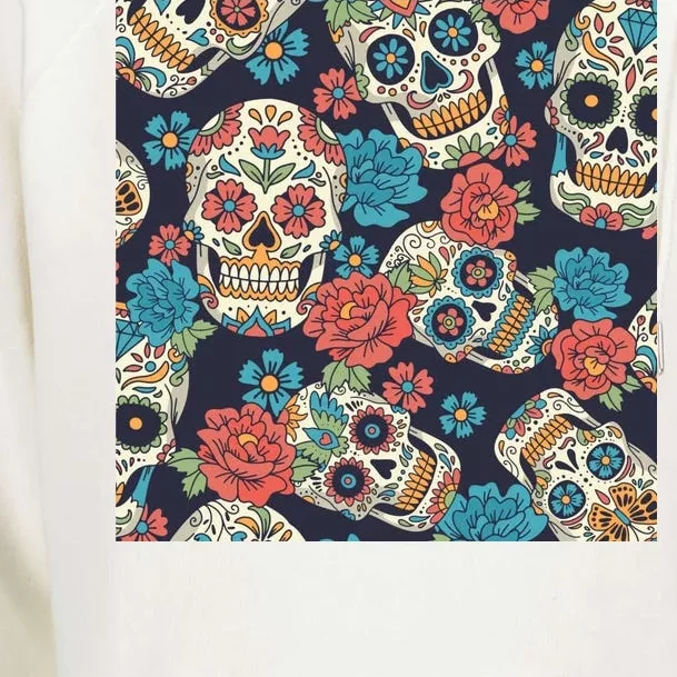 Sugar Skulls Mexican Womens Funnel Neck Pullover Hood