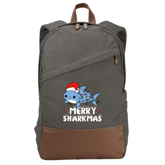 Santa Shark Merry Sharkmas Cotton Canvas Backpack