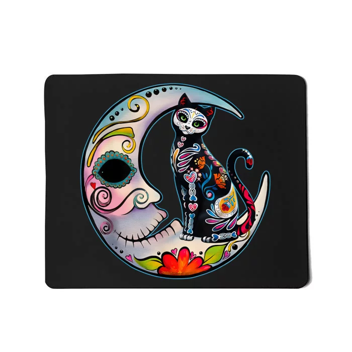 Sugar Skull Moon Cat Mexican Day Of Dead Dia De Los Muertos Mousepad