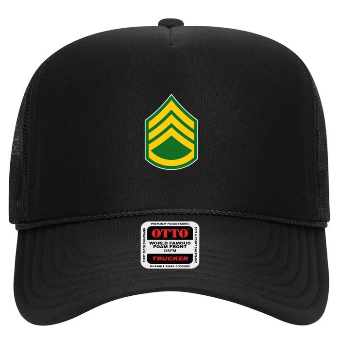 Staff Sergeant Military Badge High Crown Mesh Trucker Hat