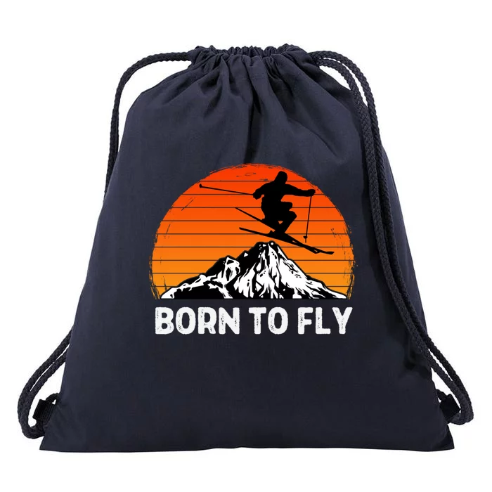 Snow Ski Mountain Skier Downhill Skiing Trip Ski Lover Gift Drawstring Bag