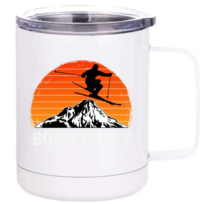 Snow Ski Mountain Skier Downhill Skiing Trip Ski Lover Gift Front & Back 12oz Stainless Steel Tumbler Cup