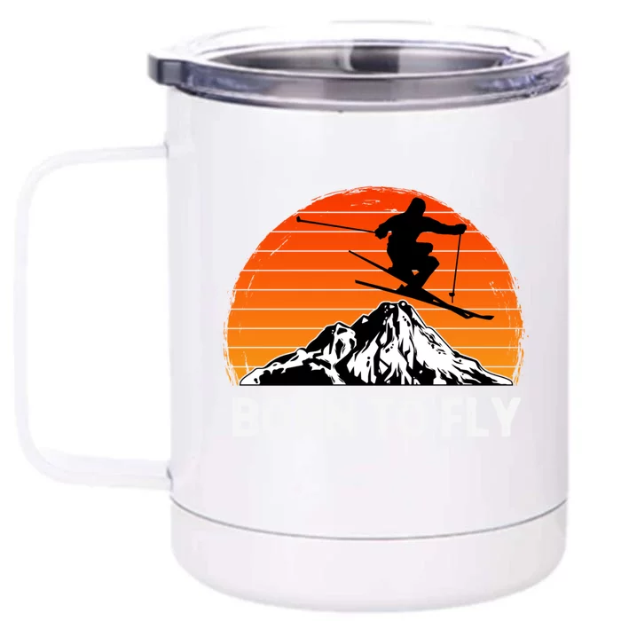 Snow Ski Mountain Skier Downhill Skiing Trip Ski Lover Gift Front & Back 12oz Stainless Steel Tumbler Cup