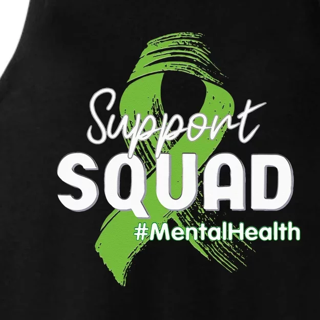 Support Squad Mental Health Awareness Lime Green Ribbon Ladies Tri-Blend Wicking Tank