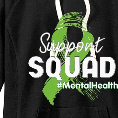 Support Squad Mental Health Awareness Lime Green Ribbon Women's Fleece Hoodie