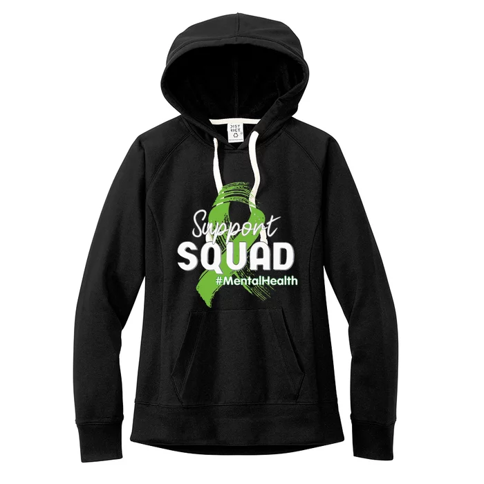 Support Squad Mental Health Awareness Lime Green Ribbon Women's Fleece Hoodie