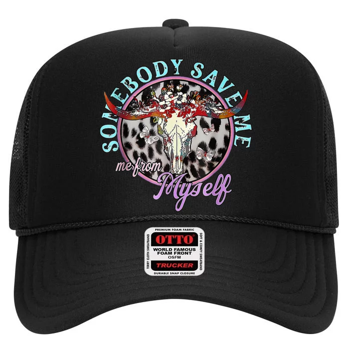 Somebody Save Me Country Music High Crown Mesh Trucker Hat