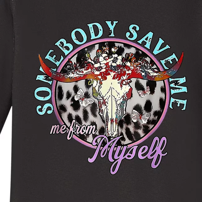 Somebody Save Me Country Music Baby Long Sleeve Bodysuit