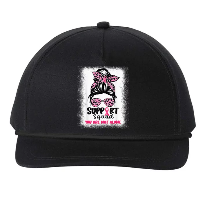 Support Squad Messy Bun Pink Warrior Breast Cancer Awareness Snapback Five-Panel Rope Hat