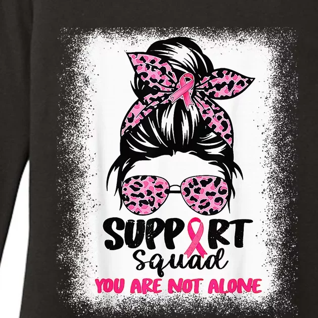 Support Squad Messy Bun Pink Warrior Breast Cancer Awareness Womens CVC Long Sleeve Shirt