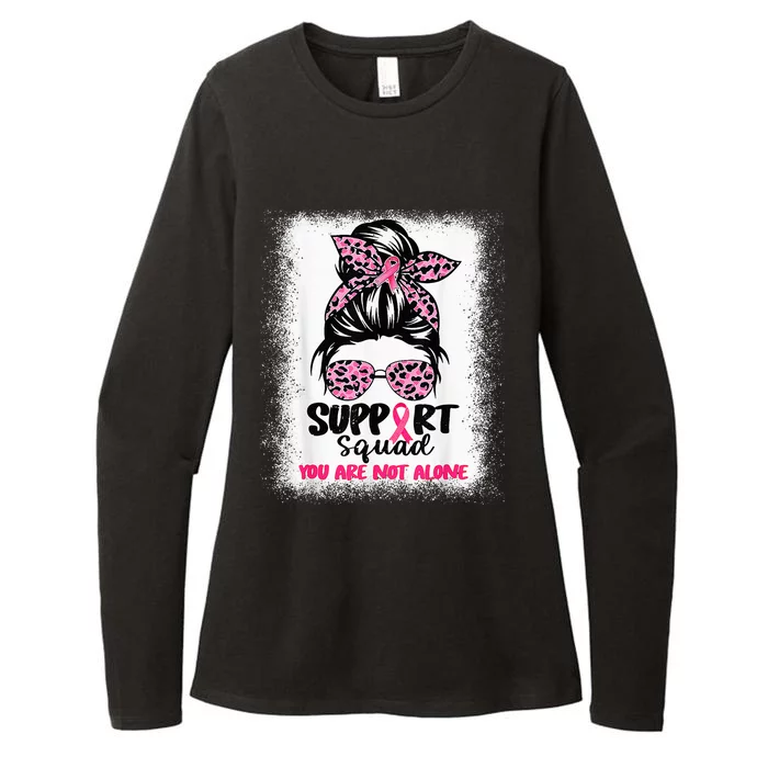 Support Squad Messy Bun Pink Warrior Breast Cancer Awareness Womens CVC Long Sleeve Shirt