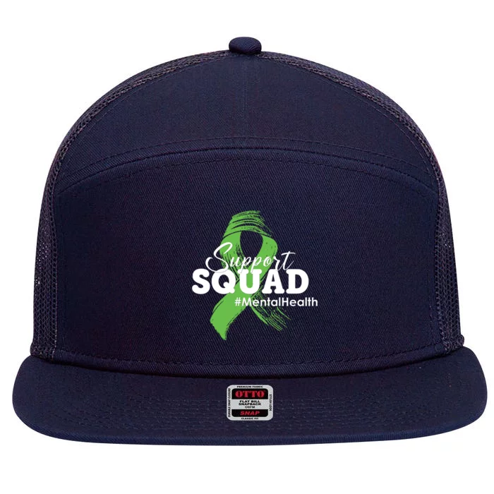 Support Squad Mental Health Awareness Ribbon 7 Panel Mesh Trucker Snapback Hat