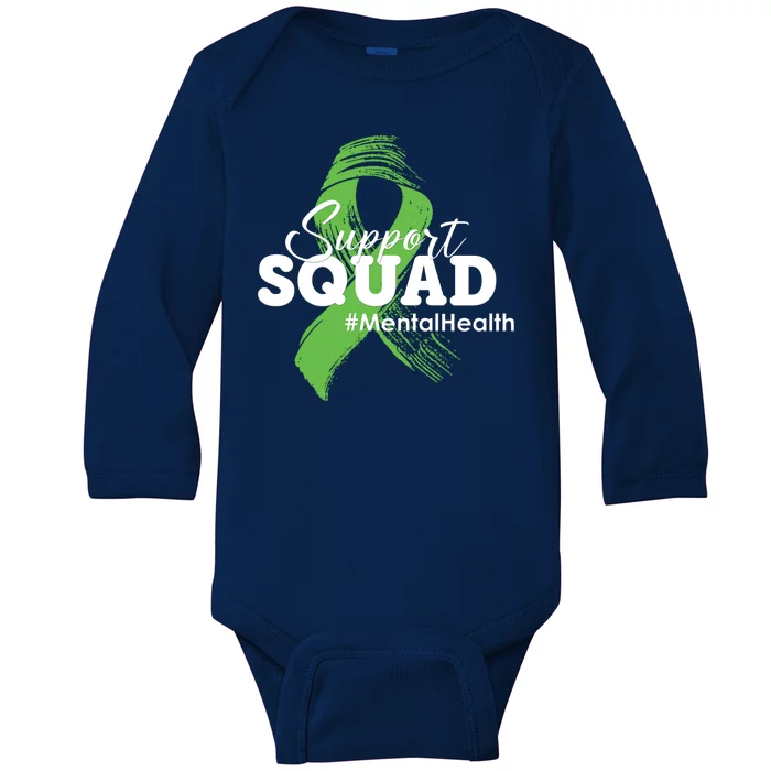 Support Squad Mental Health Awareness Ribbon Baby Long Sleeve Bodysuit