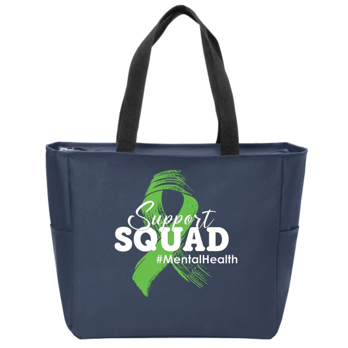 Support Squad Mental Health Awareness Ribbon Zip Tote Bag