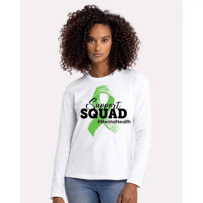 Support Squad Mental Health Awareness Ribbon Womens Cotton Relaxed Long Sleeve T-Shirt