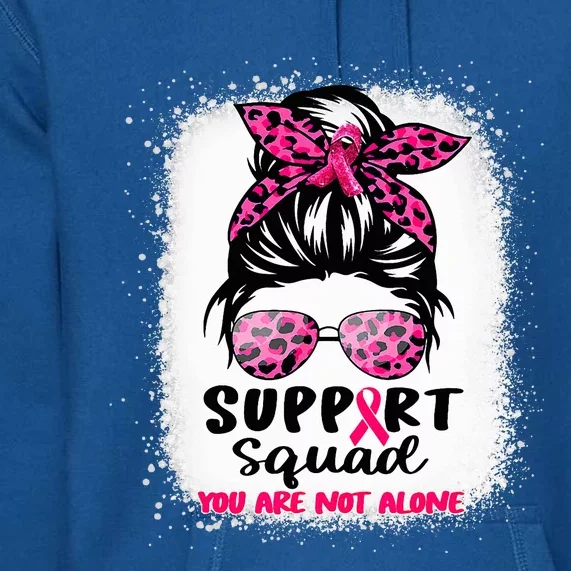 Support Squad Messy Bun Pink Warrior Breast Cancer Awareness Premium Hoodie