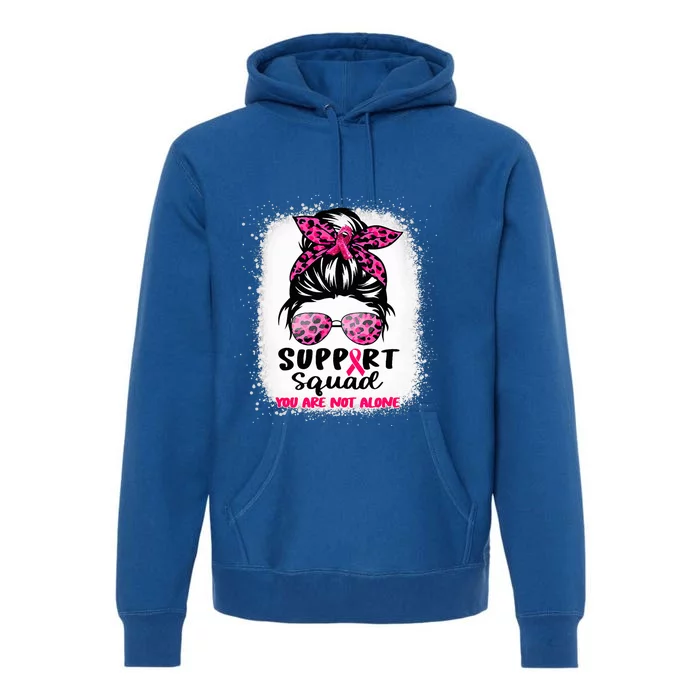 Support Squad Messy Bun Pink Warrior Breast Cancer Awareness Premium Hoodie