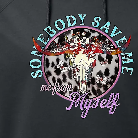 Somebody Save Me Country Music Retro Cowgirl Performance Fleece Hoodie