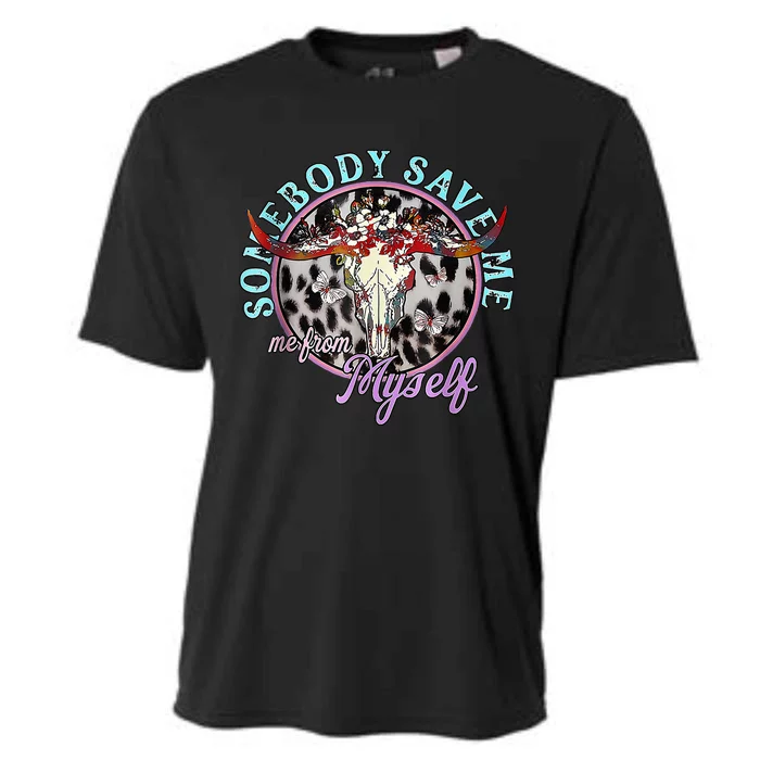 Somebody Save Me Country Music Retro Cowgirl Cooling Performance Crew T-Shirt