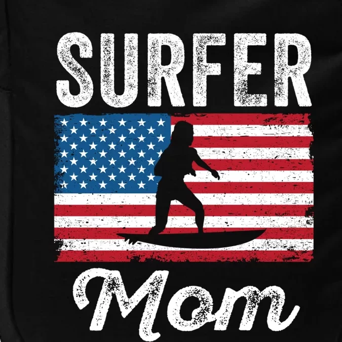 Surfer Surf Mom American Flag Funny Surfing Surfboard Cute Gift Impact Tech Backpack