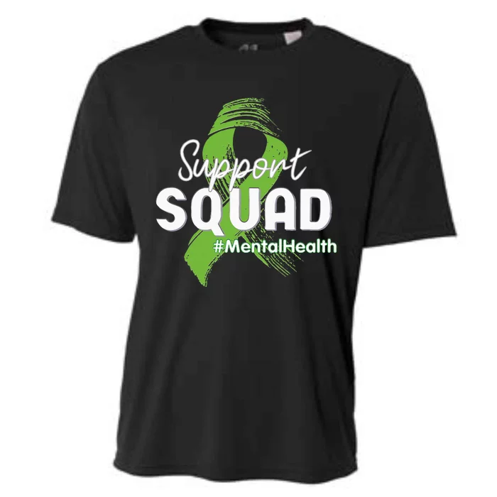 Support Squad Mental Health Awareness Lime Green Ribbon Cooling Performance Crew T-Shirt