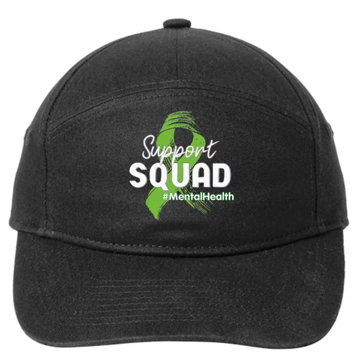 Support Squad Mental Health Awareness Lime Green Ribbon 7-Panel Snapback Hat