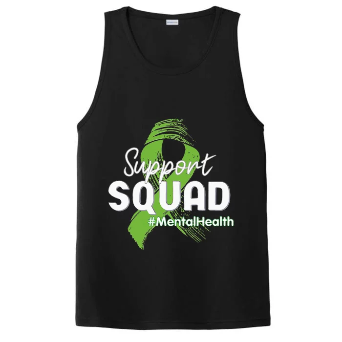 Support Squad Mental Health Awareness Lime Green Ribbon Performance Tank