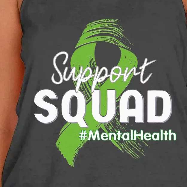 Support Squad Mental Health Awareness Lime Green Ribbon Women's Knotted Racerback Tank