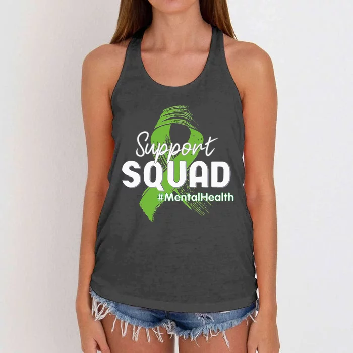 Support Squad Mental Health Awareness Lime Green Ribbon Women's Knotted Racerback Tank