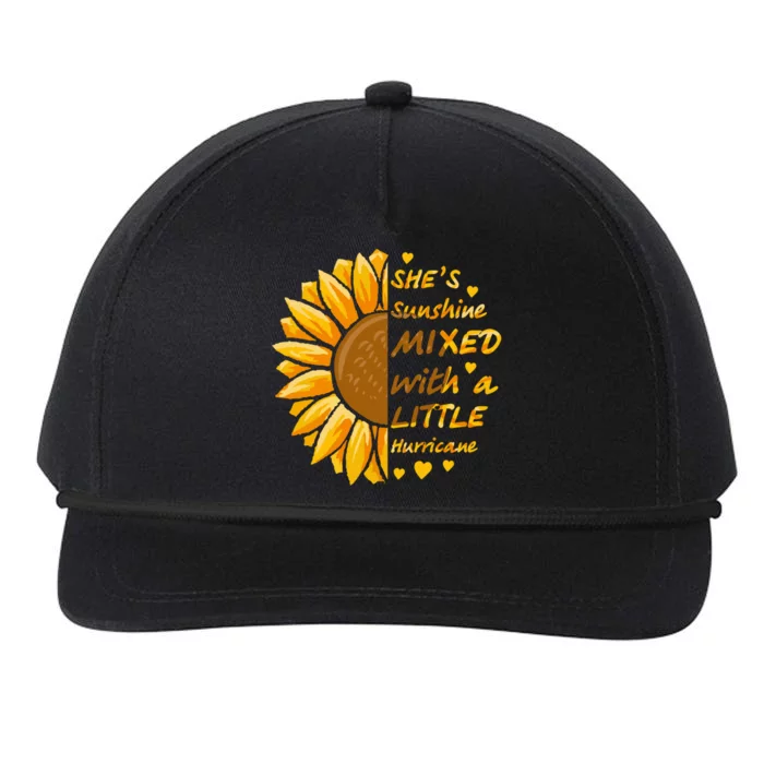 She's Sunshine Mixed With A Littles Hurricane Sunflower Cool Gift Snapback Five-Panel Rope Hat