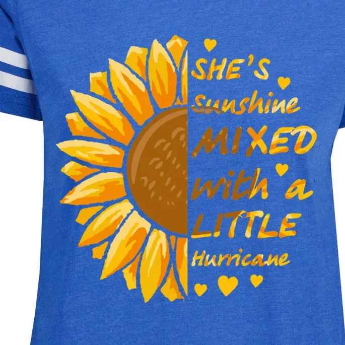 She's Sunshine Mixed With A Littles Hurricane Sunflower Cool Gift Enza Ladies Jersey Football T-Shirt