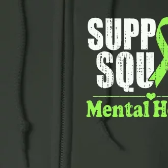 Support Squad Mental Health Awareness Lime Green Ribbon Full Zip Hoodie