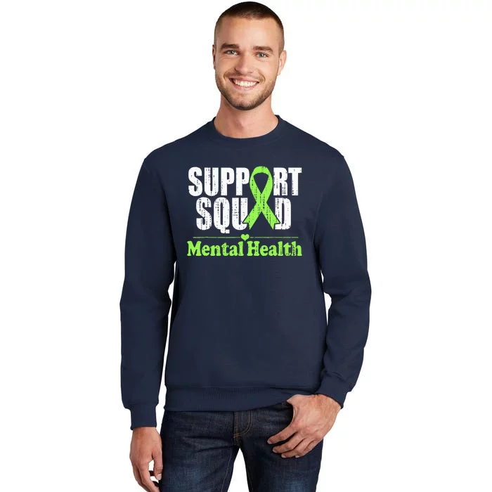 Support Squad Mental Health Awareness Lime Green Ribbon Tall Sweatshirt