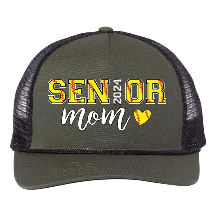 Senior Softball Mom Shirts Class Of 2024 Senior Mama Retro Rope Trucker Hat Cap