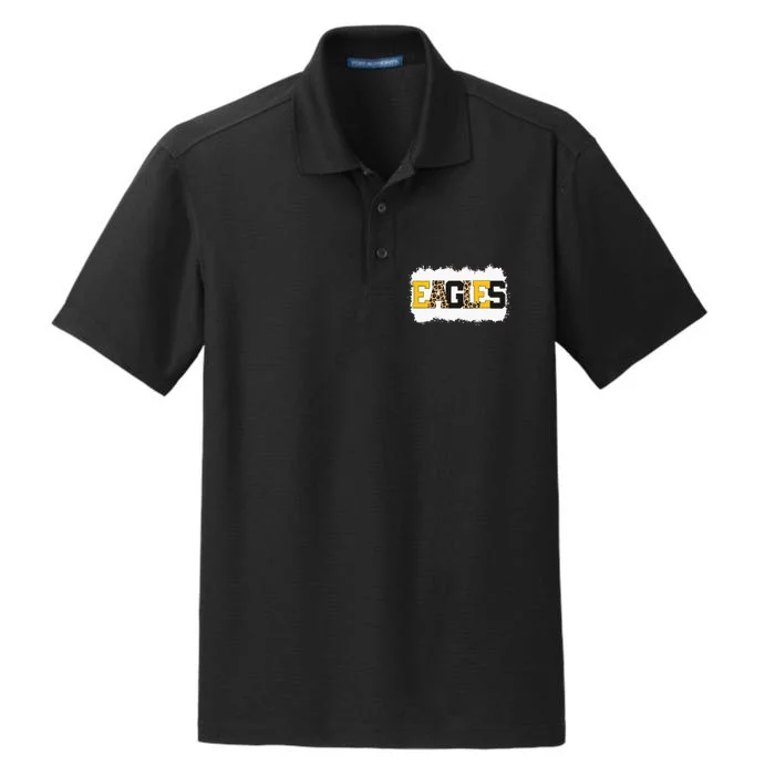 School Spirit Mascot Eagles Leopard Dry Zone Grid Performance Polo