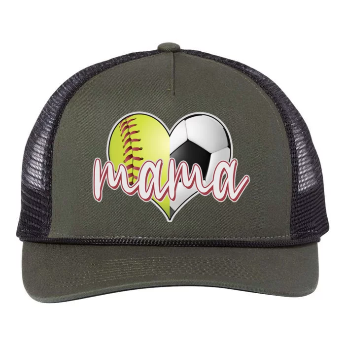 Softball Soccer Mama Sports Fan Retro Rope Trucker Hat Cap