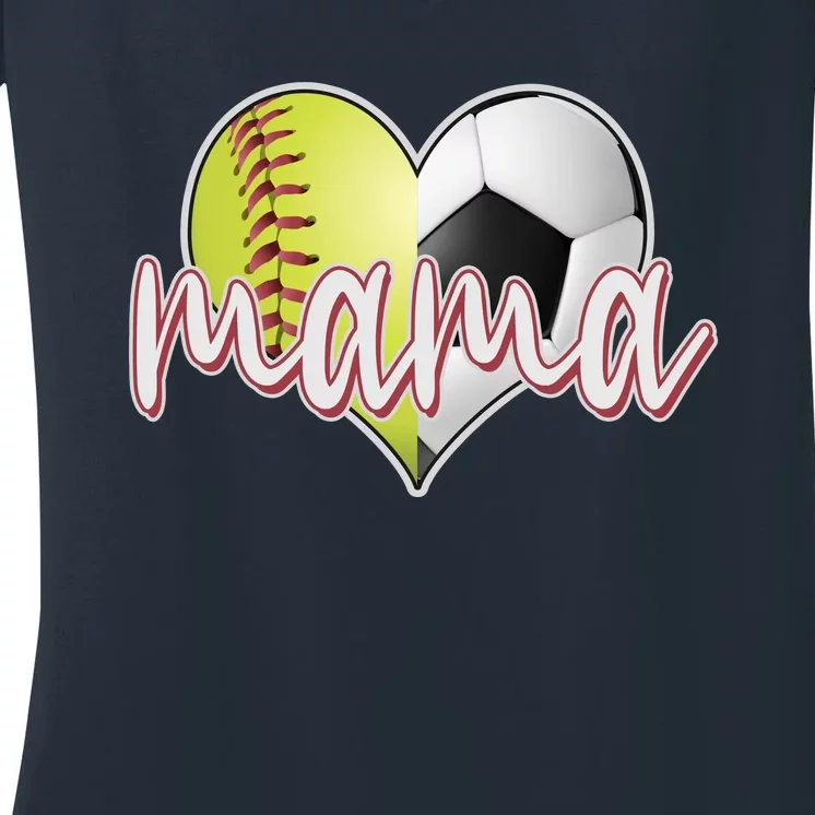 Softball Soccer Mama Sports Fan Women's V-Neck T-Shirt