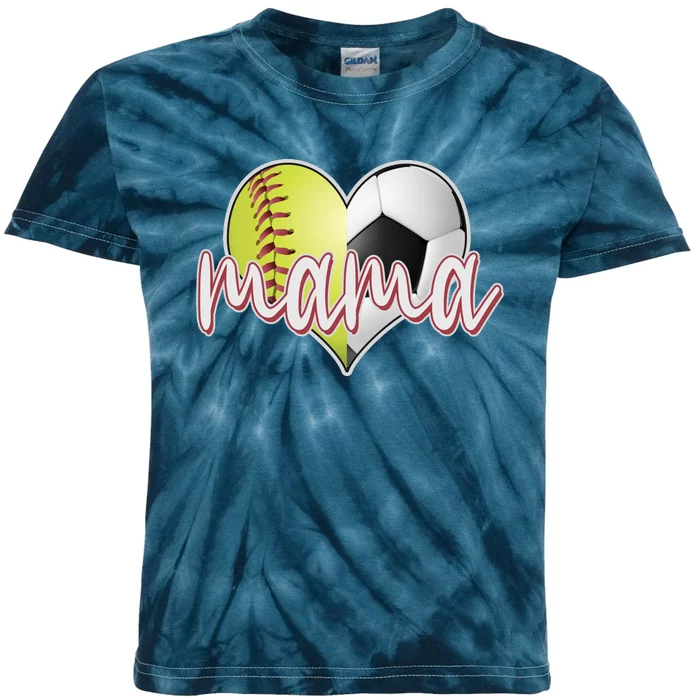 Softball Soccer Mama Sports Fan Kids Tie-Dye T-Shirt