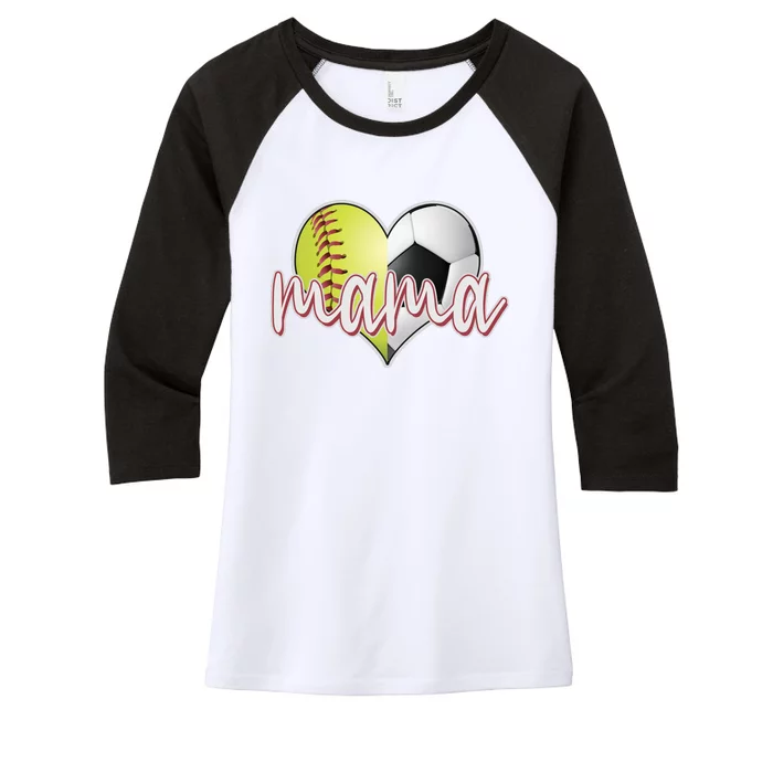 Softball Soccer Mama Sports Fan Women's Tri-Blend 3/4-Sleeve Raglan Shirt