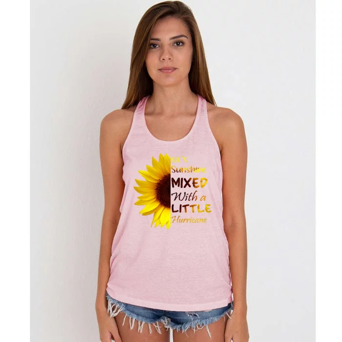 She's Sunshine Mixed With A Littlle Hurricane Gift Women's Knotted Racerback Tank