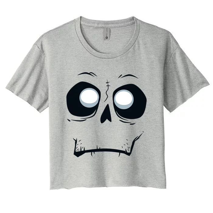 Silly Skeleton Monster Skull Face Halloween Gift Women's Crop Top Tee