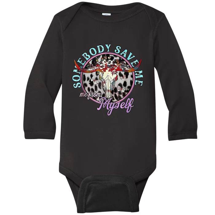 Somebody Save Me Country Music Retro Cowgirl S Baby Long Sleeve Bodysuit