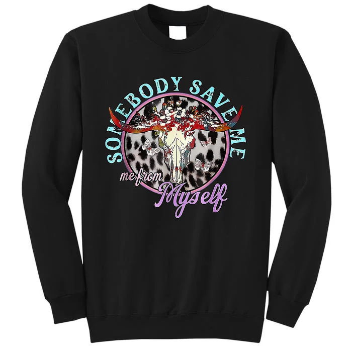 Somebody Save Me Country Music Retro Cowgirl S Tall Sweatshirt