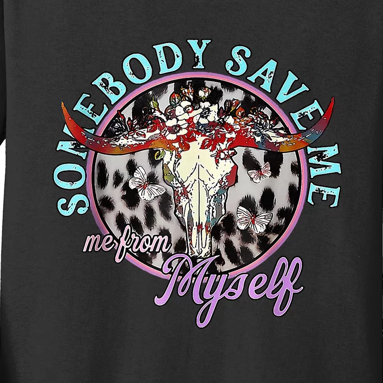 Somebody Save Me Country Music Retro Cowgirl S Kids Long Sleeve Shirt