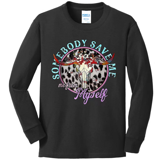 Somebody Save Me Country Music Retro Cowgirl S Kids Long Sleeve Shirt