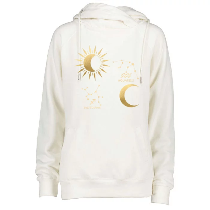 Sagittarius Sunaquarius Moon Zodiac Gift Womens Funnel Neck Pullover Hood