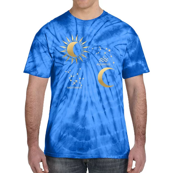 Sagittarius Sunaquarius Moon Zodiac Gift Tie-Dye T-Shirt