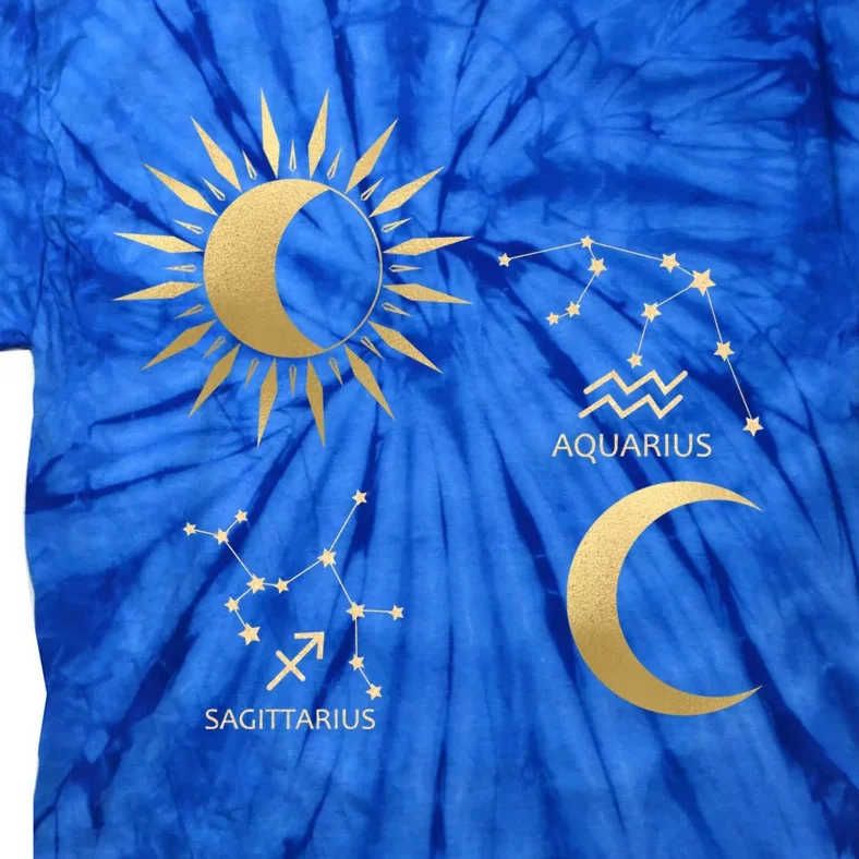 Sagittarius Sunaquarius Moon Zodiac Gift Tie-Dye T-Shirt