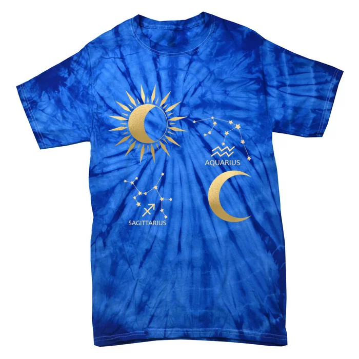 Sagittarius Sunaquarius Moon Zodiac Gift Tie-Dye T-Shirt